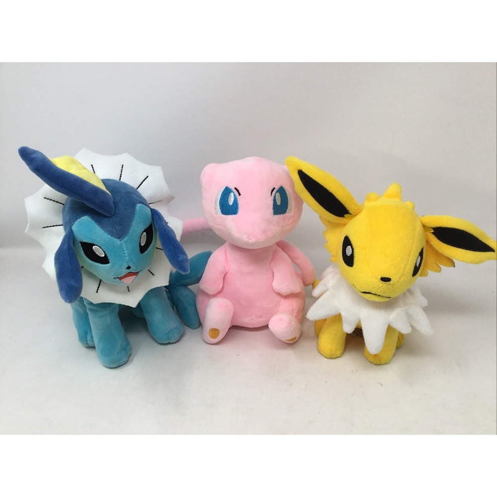 Pokemon Plush Lot Of 3 Jolteon Vaporeon Mew 2023 2016 Tomy - Picture 2 of 11